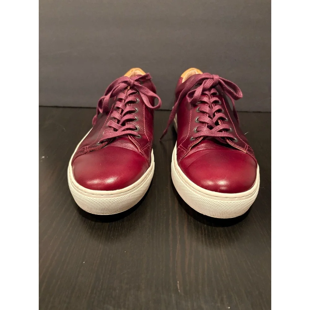 Modern Fiction Homme Mens Sneakers‎ Leather 10.5 Burgundy Low Top Contrast Heel